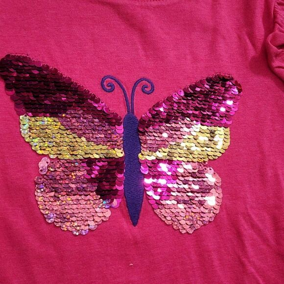 Girls Pink & Gold Reversible Sequin Butterfly Long Sleeve Shirt Size 6 NWOT - Picture 5 of 6